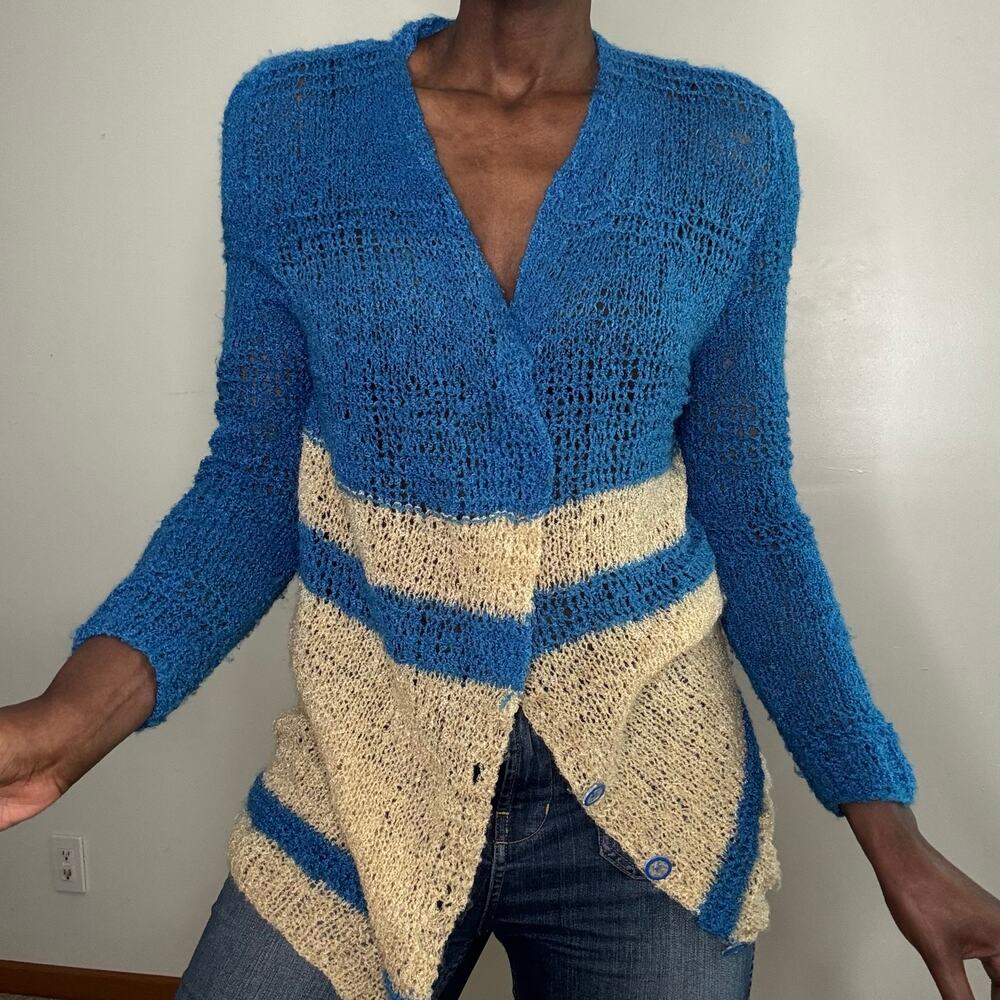 VINTAGE | Handknit Lightweight Cardigan Sweater Size Medium